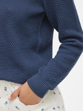 Vidalo Round Neck Long Sleeve Knit Top | Vintage Indigo
