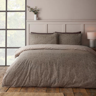 Brushed 100% Cotton Herringbone Duvet Cover | Chocolate