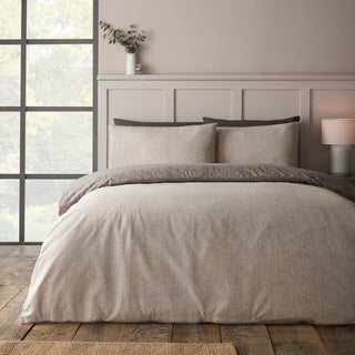 Brushed 100% Cotton Herringbone Duvet Cover | Chocolate