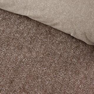 Brushed 100% Cotton Herringbone Duvet Cover | Chocolate
