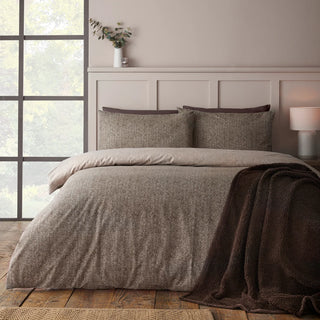 Brushed 100% Cotton Herringbone Duvet Cover | Chocolate