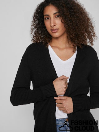 Viril Open Long Sleeve Knit Cardigan Black