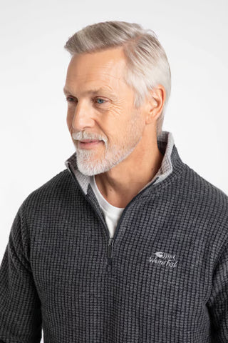 Newark 1/4 Zip Grid Fleece | Washed Black