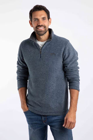 Newark 1/4 Zip Grid Fleece | Navy