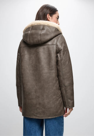 Leather Fleece Lined Jacket | Sandy Brown