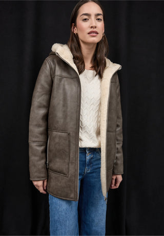 Leather Fleece Lined Jacket | Sandy Brown