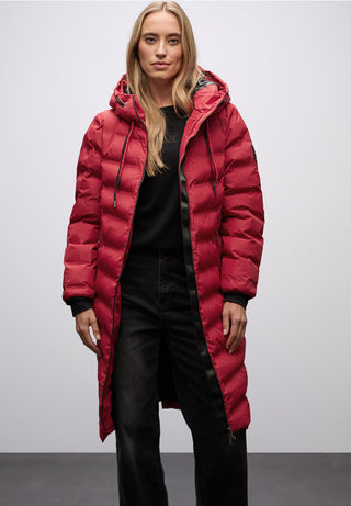 Longline Padded Jacket  | Carpet Red