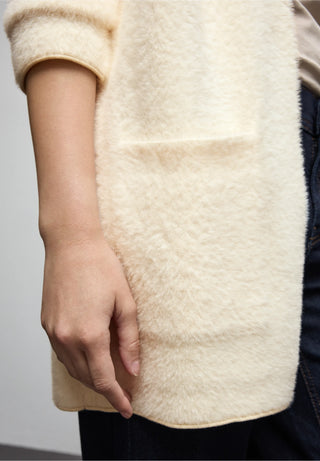 Fluffy Long Cardigan | Soft Beige