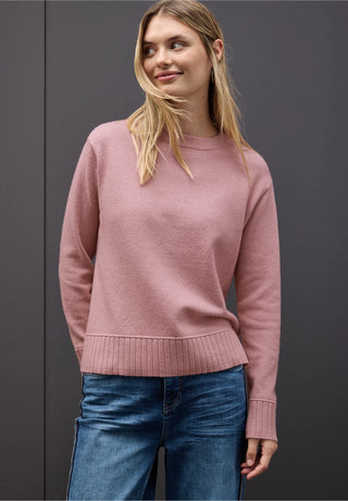 Round Neck Sweater | Powder Pink Melange