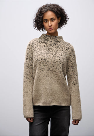 Feathered Yarn Jacquard Jumper | Sanded Beige