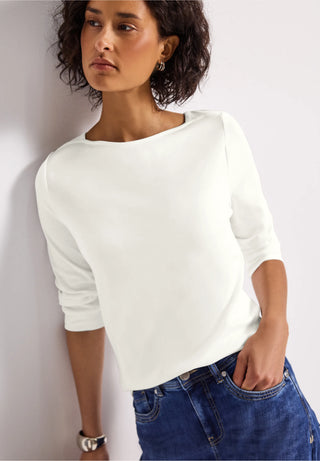 Boat Neck Tee | Off White