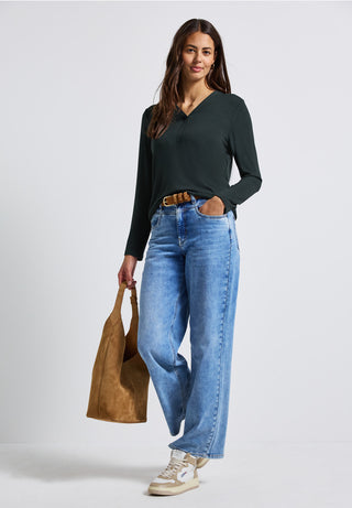 Jeresy V Neck Tee | Evernight Green