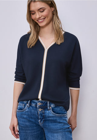 Shirt With Stripped Panel | Shadowed Navy
