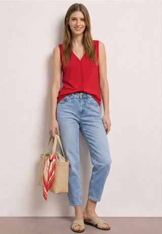 Jersey Top With Crochet Tape | Salsa Red