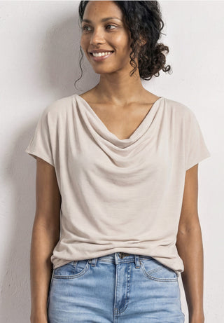 Waterfall Neck Blouse | Clay Sand