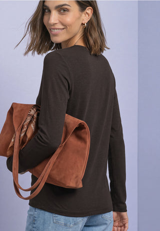 Basic U Boat Long Sleeve Top | Black Coffee