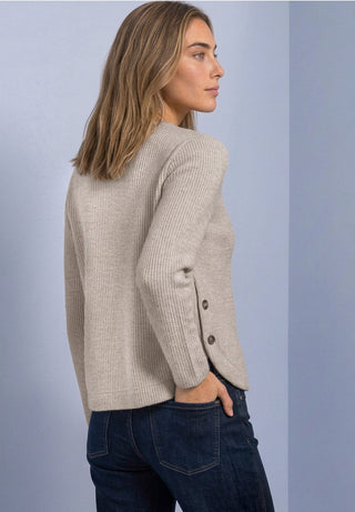 Soft Rib With Deco Buttons | Sanded Amber Melange