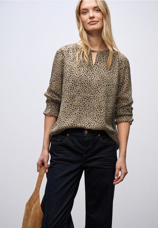 Chiffon Leopard Print Blouse | Sanded Beige