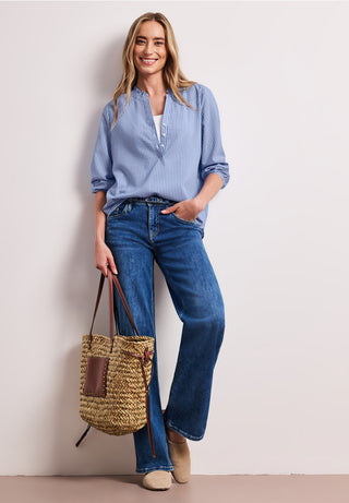 Seersucker Tunic Blouse | Original Blue