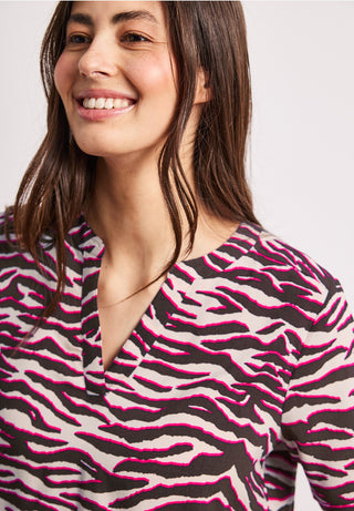 Splitneck All Over Print Blouse | Minimal Rose