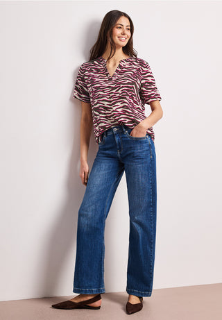 Splitneck All Over Print Blouse | Minimal Rose