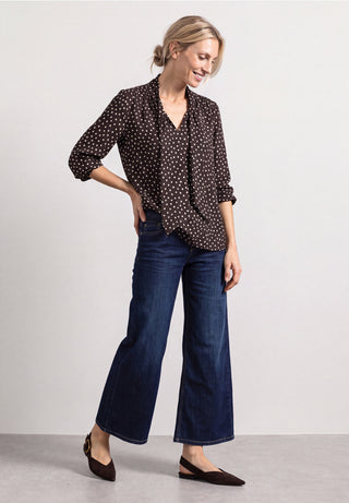 Printed Blouse With Tie Detail | Black Coffee