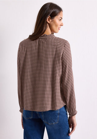 Check Blouse With Frill | Warm Blush