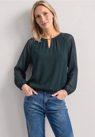 Chiffon Tunic Blouse | Stormy Green