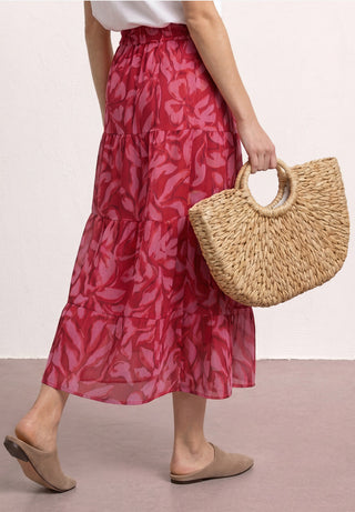 Maxi Volant Chiffon Skirt  | Salsa Red