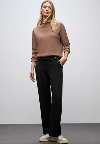 Straight Leg High Waist Trouser | Black