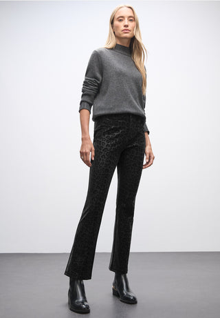 York Style Bootcut Trousers | Black Leopard Print