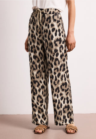 Wide Leg AOP Trousers | Leopard Print Timeless Beige