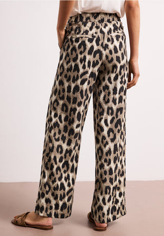 Wide Leg AOP Trousers | Leopard Print Timeless Beige