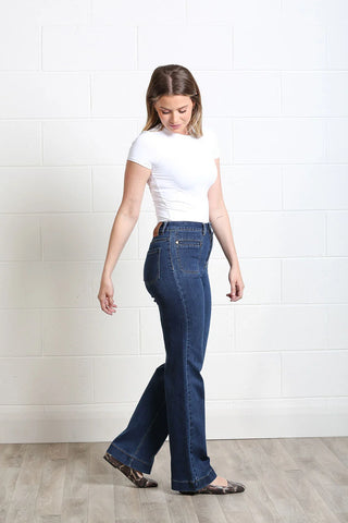 Ada Wide Leg Jean | Mid Ink
