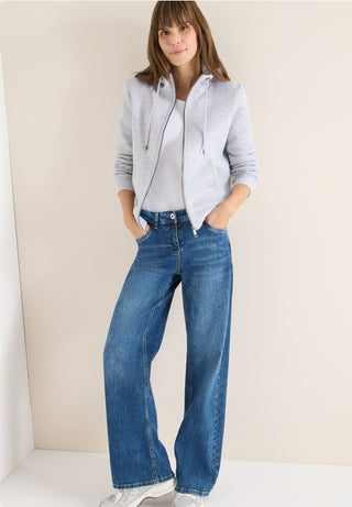 Lurex Zip Up Sweater | Luna Grey Melange