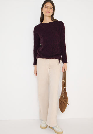 Feathered Yarn Knit | Eggplant Red