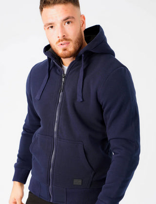 Bolo Zip Through Hoodie Mid Blue