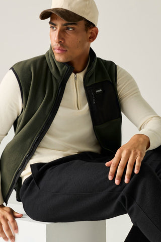 Frankie Fleece Gilet | Dark Khaki Black