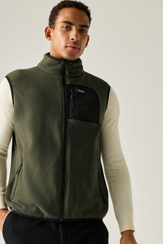 Frankie Fleece Gilet | Dark Khaki Black