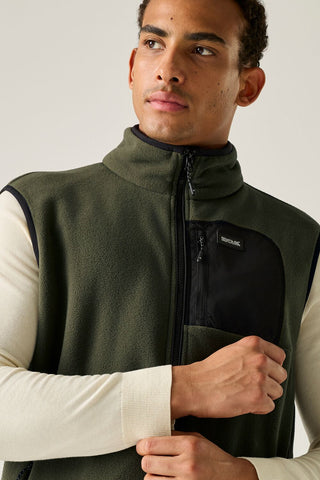 Frankie Fleece Gilet | Dark Khaki Black