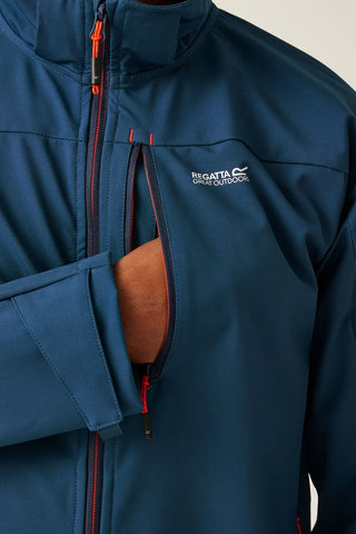Men's Arana Softshell Jacket | Moonlight Denim Tangerine Tango
