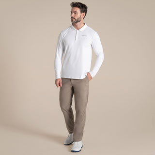 Men's NosiLife Bramshaw Golf Long Sleeved Polo Top | White
