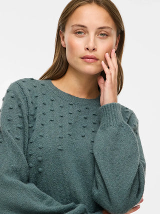 Tuli Round Neck Long Sleeve Dot Knit | Balsam Green