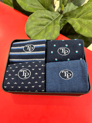 Tom Penn Gift Box Set Socks Blue Navy Mix