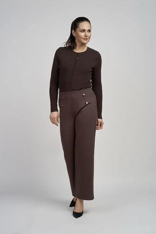 Button Feature Trouser | Deep Chestnut