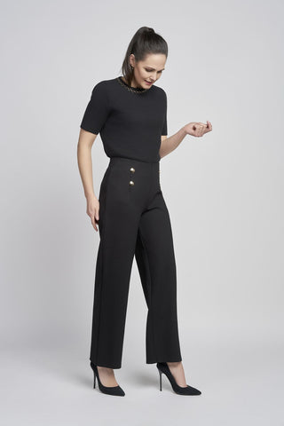 Button Feature Trouser | Black