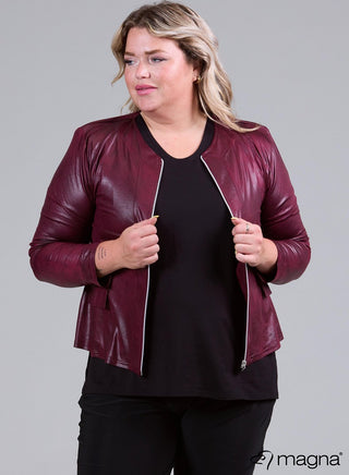 Margot Faux Leather Jacket Wine