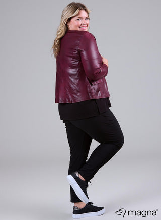 Margot Faux Leather Jacket Wine