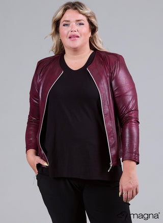 Margot Faux Leather Jacket Wine