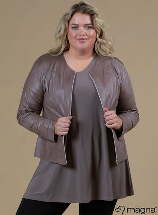 Margot Faux Leather Jacket Taupe